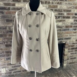Women's Cream Double-Breasted Coat